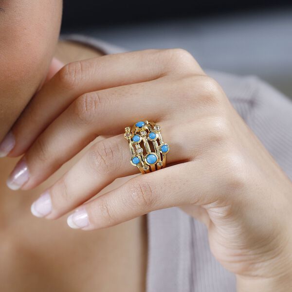 AA Sleeping Beauty Türkis und Zirkon Ring - 1,39 ct. image number 3