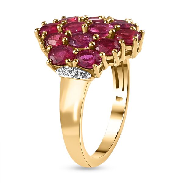 Afrikanischer Rubin (Fissure gef&uuml;llt) und wei&szlig;er Zirkon Ring, 925 Silber vergoldet (Gr&ouml;&szlig;e 17.00) ca. 3.77 ct image number 5