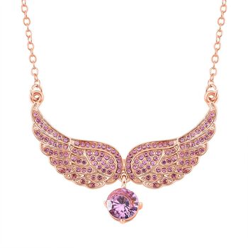 Rosa Zirkonia und Kristall Halskette, 52+5cm