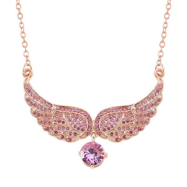 Rosa Zirkonia und Kristall Halskette, 52+5cm