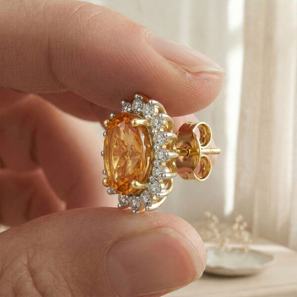 AA Citrin, Zirkon Ohrringe 925 Silber Gelbgold Vermeil ca. 1.71 ct image number 5