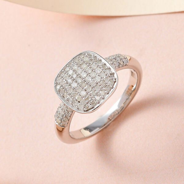 Weißer Diamant Ring, 925 Silber platiniert (Größe 16.00) ca. 0.50 ct image number 1