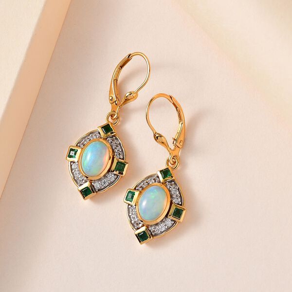 AA &auml;thiopische Welo Opal, Kagem sambische Smaragd und Zirkon-Ohrringe - 2,65 ct. image number 3