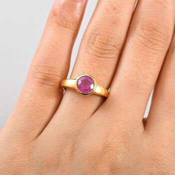 AAA Ilakaka Rosa Saphir (Fissure gef&uuml;llt) Ring 925 Silber 750 Gelbgold Vermeil (Gr&ouml;&szlig;e 19.00) ca. 2,00 ct