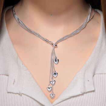 Lariat-Halskette mit Herz-Charms, nickelfreies Messing , ca. 50 cm