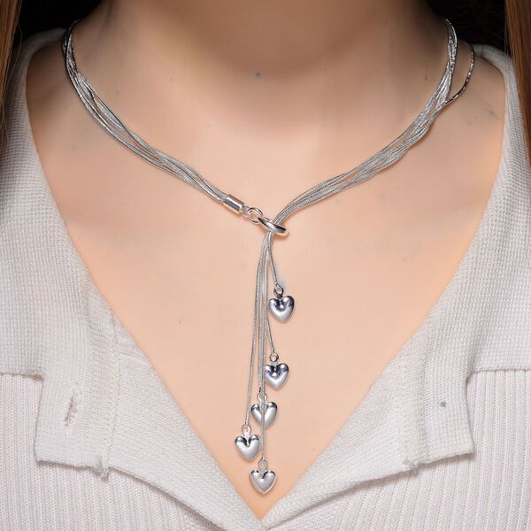 Lariat-Halskette mit Herz-Charms, nickelfreies Messing , ca. 50 cm image number 2