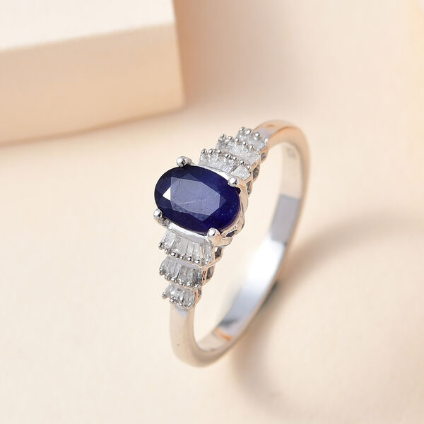 Masoala Saphir und Diamant Ring, 925 Silber platiniert, ca. 1,35 ct. image number 2