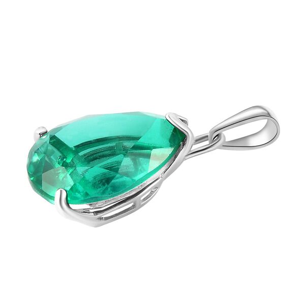 Smaragd-Triplett-Quarz-Solit&auml;r-Anh&auml;nger in Silber, 16,65 ct. image number 4