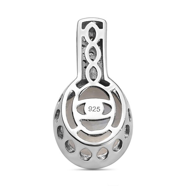 Premium Regenbogen Mondstein und weißer Zirkon-Anhänger, 925 Silber platiniert ca. 4.56 ct image number 5