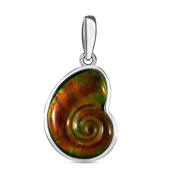 Kanadische Ammolit-Solit&auml;r-Anh&auml;nger in Silber