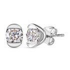 Moissanit Ohrringe 925 Silber platiniert ca. 0.88 ct