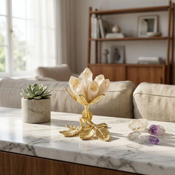 "Crystal flower decoration Material:Crystal+metal Color:Gold"