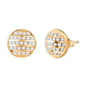 Moissanit Ohrringe, 925 Silber 750 Gelbgold Vermeil - 1,08 ct.