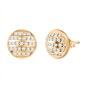 Moissanit Ohrringe 925 Silber 750 Gelbgold Vermeil ca. 1.08 ct