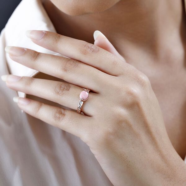 AA Oregon Sunrise Pfirsich Opal und Zirkon Ring- 1,36 ct. image number 3