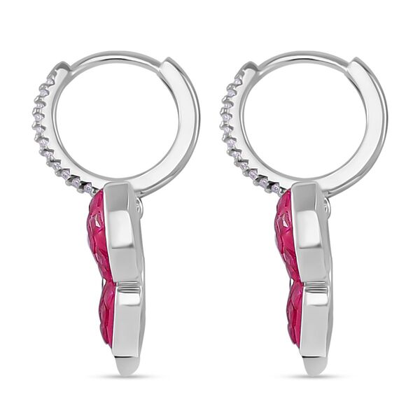 Rubin-Farbe und weiße Zirkonia Ohrhänger image number 4