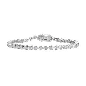 Weißes Diamant Armband, ca. 19 cm, 925 Silber platiniert, ca. 0.25 ct