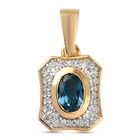 London Blau Topas und Zirkon Anhänger 925 Silber vergoldet ca. 1,13 ct