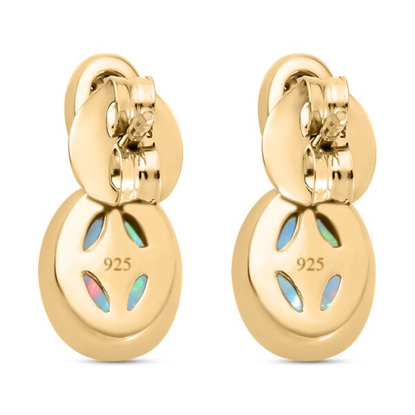 Nat&uuml;rliche, &auml;thiopische Opal und wei&szlig;e Zirkon-Ohrringe, 925 Silber vergoldet ca. 1,13 ct image number 5