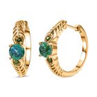 Pfau Quarz Triplette, Natürlicher Chromdiopsid Ohrringe 925 Silber 750 Gelbgold Vermeil ca. 2.08 ct