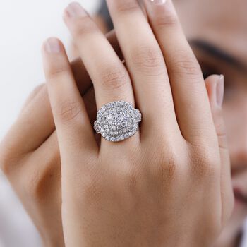 LUSTRO STELLA - Wei&szlig;er Zirkonia Ring, 925 Silber platiniert (Gr&ouml;&szlig;e 19.00)