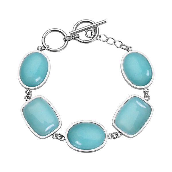 Amazonit-Armband, ca. 19 cm, reiner Edelstahl ca. 80,00 ct
