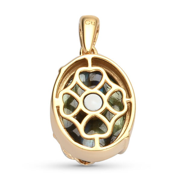 Labradorit Anh&auml;nger 950 Kupfer Ionenbeschichtetes Gold Platin ca. 10,35 ct image number 5