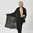 Eleganter Schal aus 40 Seide und Leinen, 70x200 cm, Schwarz