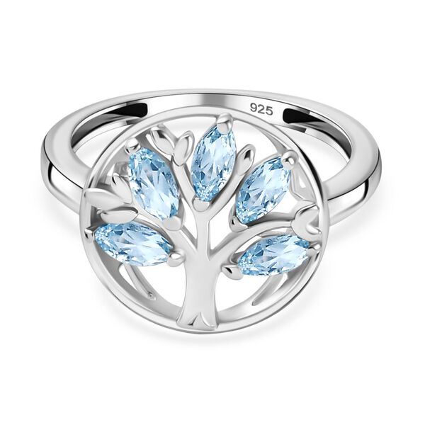 Himmelblauer Topas Ring 925 Silber platiniert (Gr&ouml;&szlig;e 17.00) ca. 1,00 ct