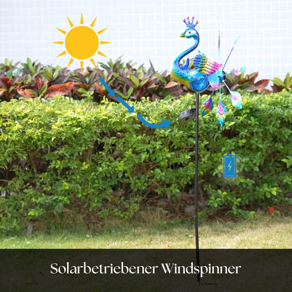 Solarbetriebener Windspinner: Blauer Pfau image number 2