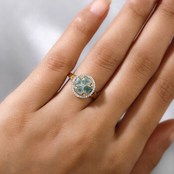 Grandidierit und Zirkon Ring 925 Silber vergoldet  ca. 1,24 ct