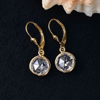 Moissanit Ohrringe, 925 Silber 750 Gelbgold Vermeil - 4,96 ct.