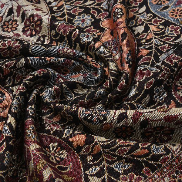 Jamawar-Schal, 3-Schiffchen-Webung, 70x200 cm, Blumen image number 8