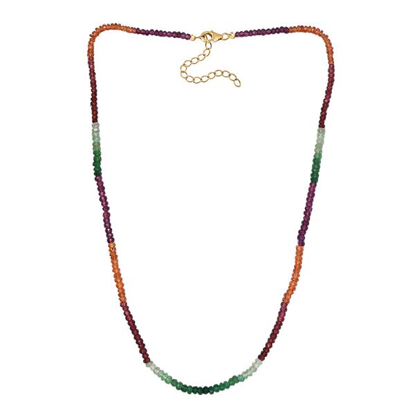 Tsavorite Granat, Lila Granat Halskette ca. 45 cm 925 Silber Gelbgold Vermeil ca. 60.00 ct image number 4