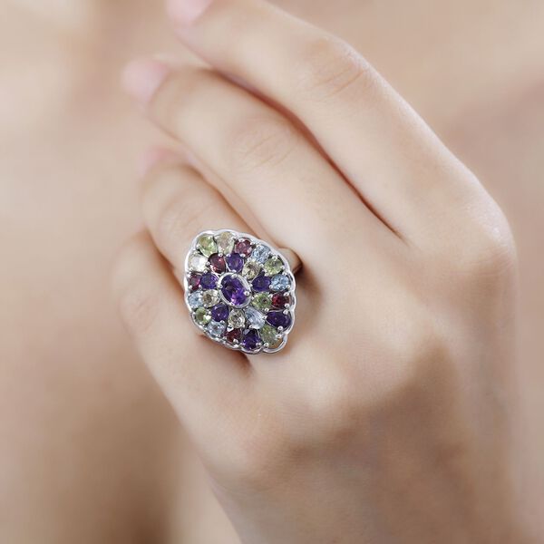 Afrikanischer Amethyst, Rhodolith Granat Ring in Birnenform, 925 Silber rhodiniert (Größe 19.00), ca. 5.20 ct image number 3