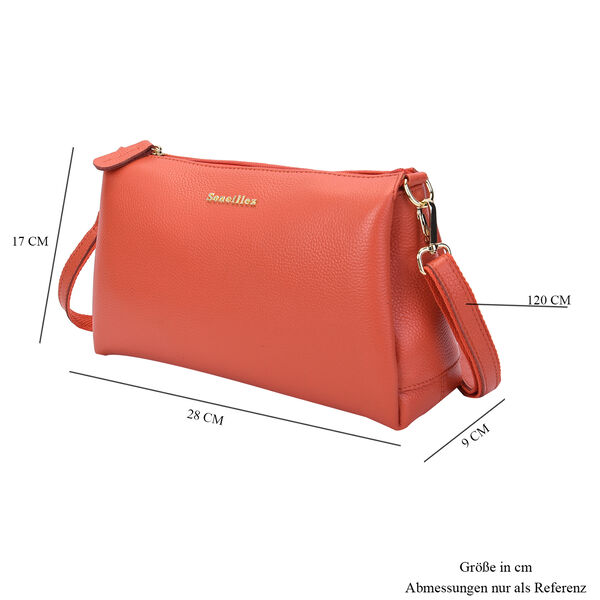 Sencillez Crossbody Tasche aus echtem Leder,  Gr&ouml;&szlig;e 28x9x17 cm, Orange image number 6