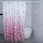 Duschvorhang mit 12 Haken und Blattmuster, 180x180 cm, Rosa und Weiß image number 1