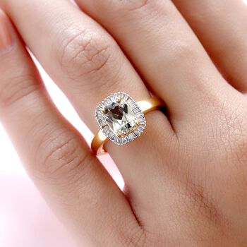 AAA Turkizit und Diamant-Ring, 925 Silber Gelbgold Vermeil  ca. 1,72 ct