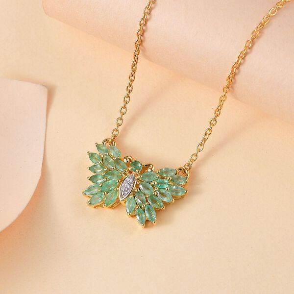 Kagem sambische Smaragd und Zirkon Halskette, 45 cm - 1,86 ct. image number 2