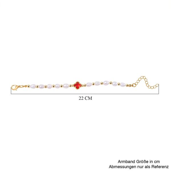 Glas, Wei&szlig;e S&uuml;&szlig;wasser Perle Armband BR-Stretch Standard gelb vergoldet image number 5