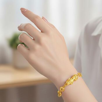 Nickelfreies Messing Armband ca. 18 cm + 2.5 cm Extender, ca. 13,50g, Goldfarben