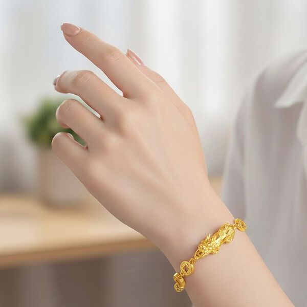 Nickelfreies Messing Armband ca. 18 cm + 2.5 cm Extender, ca. 13,50g, Goldfarben image number 3