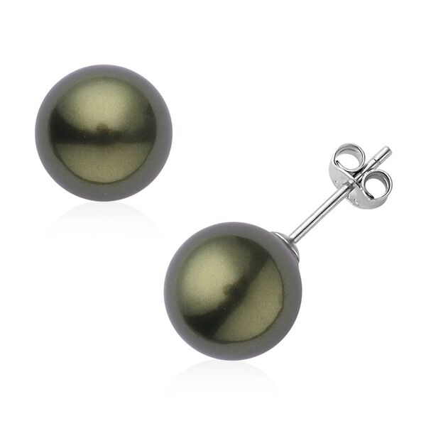 Gr&uuml;nes Muschelkernperlen-Armband und Ohrringe, 925 Silber rhodiniert image number 5