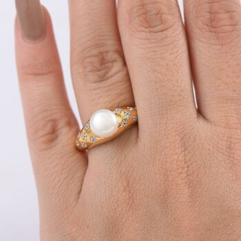 D'Joy S&uuml;&szlig;wasser Perle und Zirkon Ring