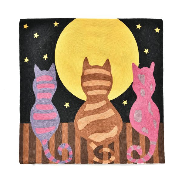 Besticktes Kissenbezug, Katzenpaar, Sonne und Mond image number 9