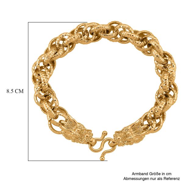 Designer Inspiriert Nickelfreies Messing, Doppelter Drachenkopf K&ouml;nigs-Armband ca. 20 cm ca. 47,00g, Goldfarben image number 5