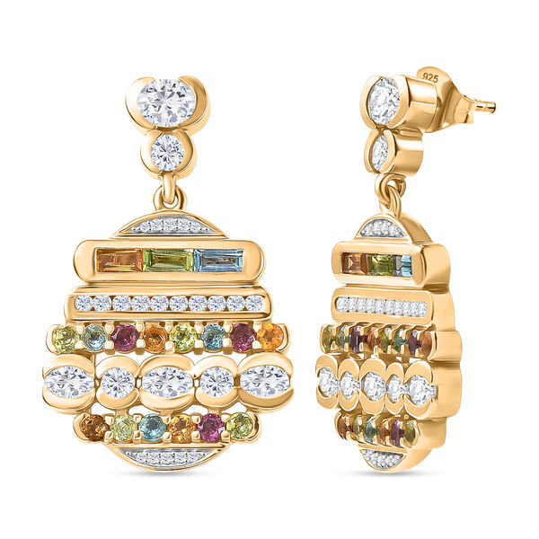 GP - Wei&szlig;er Zirkon Ohrringe 925 Silber 750 Gelbgold Vermeil ca. 5,90 ct.