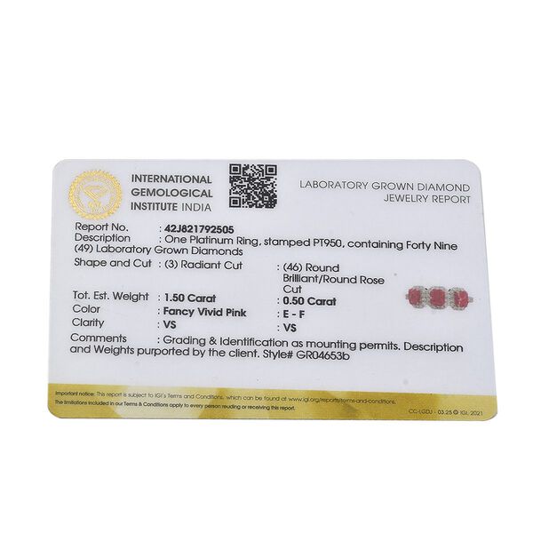 LUXURIANT VS rosa und VS-EF wei&szlig;er Labor Diamant Ring in 950 Platin - 2 ct. image number 8
