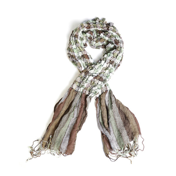 Bedruckter Schal mit Quasten, Gr&uuml;n image number 0