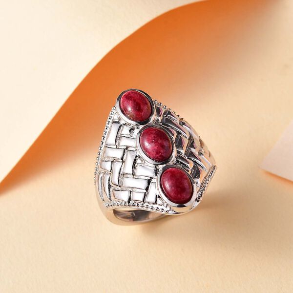 AA Norwegischer Thulit Ring, Silberfarben, (Größe 17.00) ca. 3.06 ct image number 2